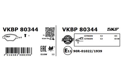 Brake Pad Set, disc brake VKBP 80344