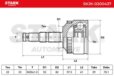 каре комплект, полуоска STARK SKJK-0200437