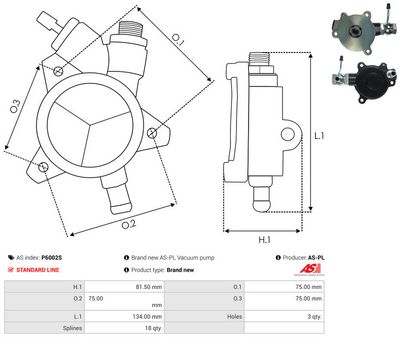 POMPA VACUUM SISTEM DE FRANARE AS-PL P6002S 2