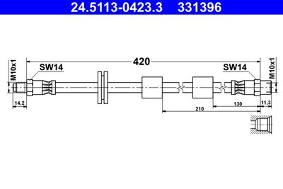 ATE 24.5113-0423.3 Тормозной шланг  для BMW 8 (Бмв 8)