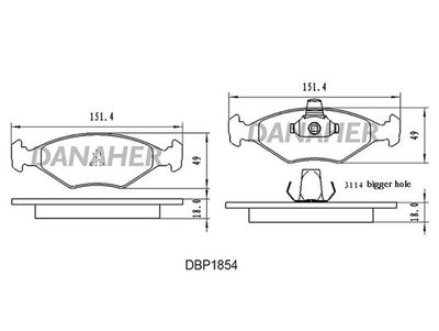 Комплект тормозных колодок, дисковый тормоз DANAHER DBP1854 для FIAT PALIO