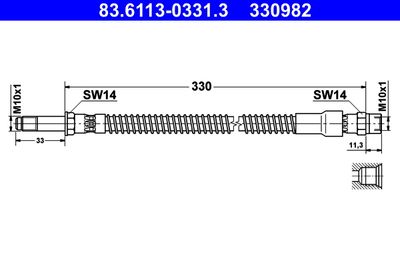 Тормозной шланг ATE 83.6113-0331.3 для VOLVO C70
