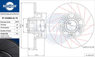 Tarcza hamulcowa ROTINGER RT 3228BS-GL T6