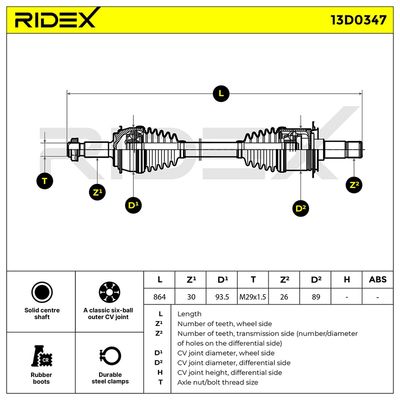 полуоска RIDEX