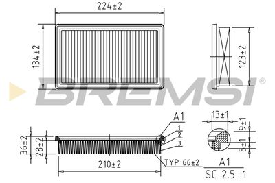Воздушный фильтр BREMSI FA1023 для FIAT CINQUECENTO