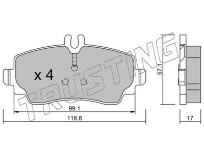 Zestaw klocków hamulcowych, hamulce tarczowe TRUSTING 319.0