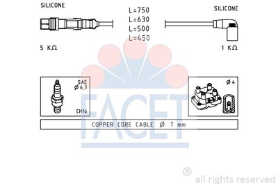 Комплект проводов зажигания FACET 4.9723 для VW FOX