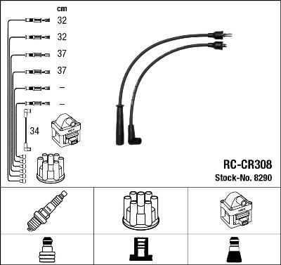 Комплект проводов зажигания NGK 8290 для CHRYSLER VOYAGER