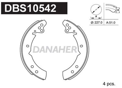 Комплект тормозных колодок DANAHER DBS10542 для VOLVO P