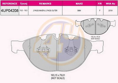 4u 4UP04208 Гальмівні колодки та сигналізатори  для BMW 7 (Бмв 7)