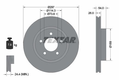 Тормозной диск TEXTAR 92230003 для CHRYSLER CONCORDE