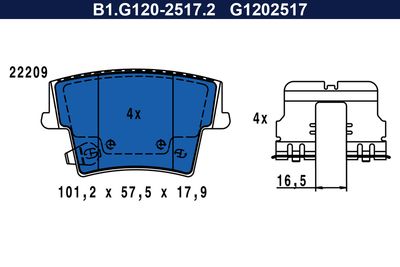 комплект спирачно феродо, дискови спирачки GALFER B1.G120-2517.2