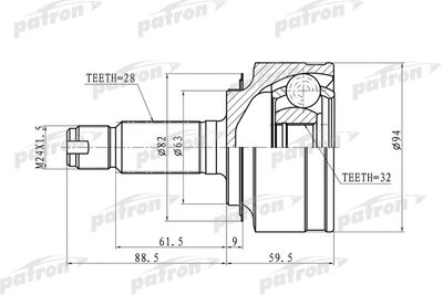 Шарнирный комплект, приводной вал PATRON PCV9744 для HONDA ACCORD