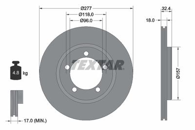 Тормозной диск TEXTAR 92114200 для DAIHATSU WILDCAT/ROCKY