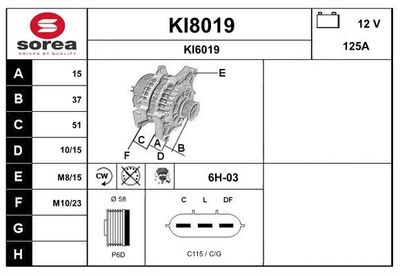 GENERATOR / ALTERNATOR SNRA KI8019