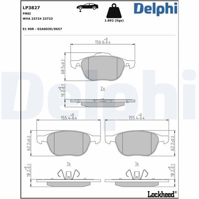 Brake Pad Set, disc brake LP3827