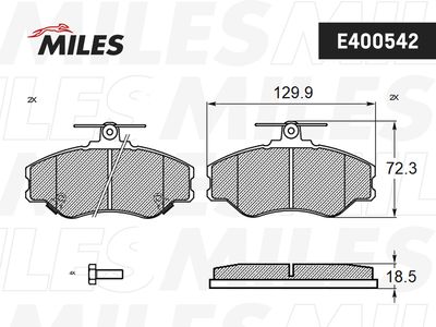 Комплект тормозных колодок, дисковый тормоз MILES E400542 для HYUNDAI GRACE
