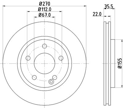 Тормозной диск HELLA 8DD 355 128-161 для MERCEDES-BENZ VANEO