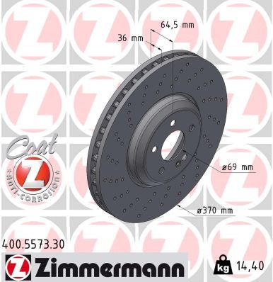 Bromsskiva ZIMMERMANN 400.5573.30