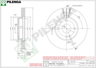 PILENGA V512 Тормозные диски  для MAZDA 323 F V (BA) 1.5 16V