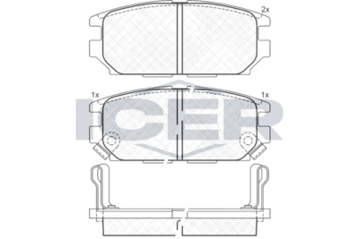 Комплект тормозных колодок, дисковый тормоз ICER 140983 для MITSUBISHI PROUDIA/DIGNITY
