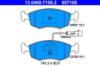 Комплект тормозных колодок, дисковый тормоз ATE 13.0460-7108.2 для FIAT PALIO