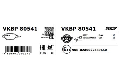 Brake Pad Set, disc brake VKBP 80541