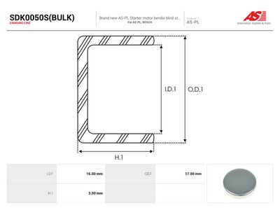 Remkomplekts, Starteris AS-PL SDK0050S(BULK)
