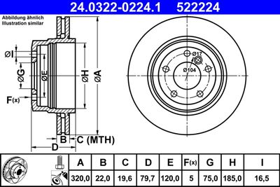 Tarcza hamulcowa 1szt POWER DISC ATE 24.0322-0224.1 produkt
