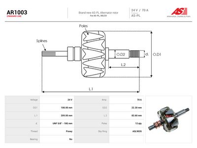 AS-PL - Rotor alternátora , AR1003