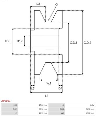 Belt Pulley, alternator AP3001