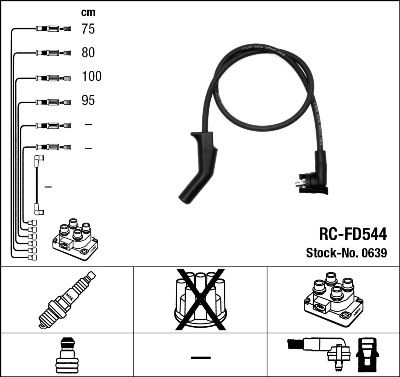 Комплект проводов зажигания NGK 0639 для FORD KA