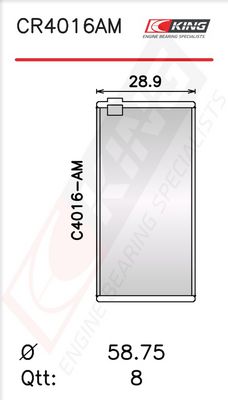 Черупка на биелен лагер KING CR4016AM0.8