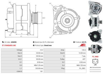 GENERATOR / ALTERNATOR AS-PL A5609S 4