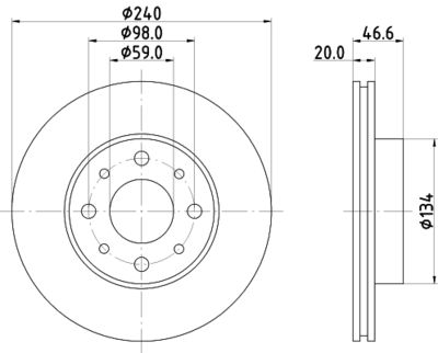 Тормозной диск HELLA 8DD 355 105-881 для FIAT PALIO