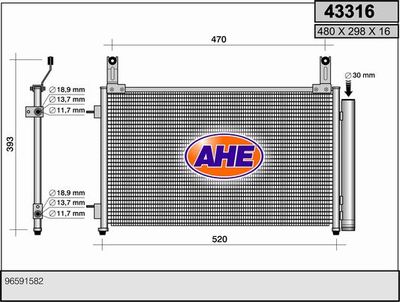 AHE 43316 Радиатор кондиционера  для CHEVROLET MATIZ (Шевроле Матиз)