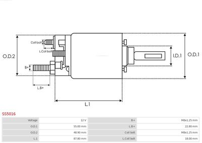 Solenoid Switch, starter SS5016