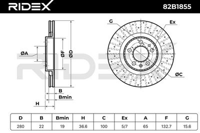 спирачен диск RIDEX 82B1855