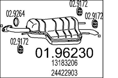 MTS 01.96230 Глушитель выхлопных газов  для OPEL ZAFIRA A вэн (T98) 1.8 16V (F75)
