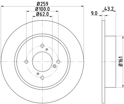 Тормозной диск HELLA 8DD 355 117-301 для SUZUKI SWIFT