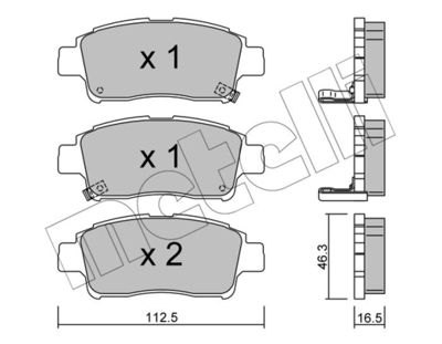 Комплект тормозных колодок, дисковый тормоз METELLI 22-0292-0 для DAIHATSU CUORE