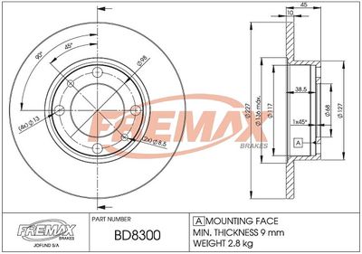 FREMAX BD-8300 Тормозные диски  для FIAT UNO (Фиат Уно)