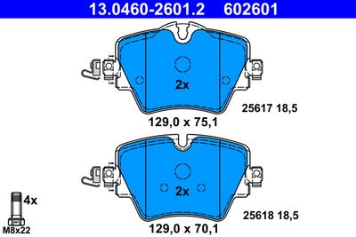 Комплект тормозных колодок, дисковый тормоз ATE 13.0460-2601.2 для BMW X2