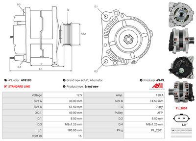 GENERATOR / ALTERNATOR AS-PL A0918S 4