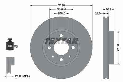 TEXTAR 92058600 Тормозные диски  для VOLVO 850 (Вольво 850)