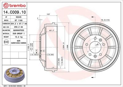 BREMSTROMMEL BREMBO 14C00910 1