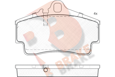 Комплект тормозных колодок, дисковый тормоз R BRAKE RB1619 для PORSCHE CAYMAN