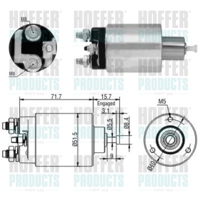 Тяговое реле, стартер HOFFER 46182 для DAEWOO ESPERO