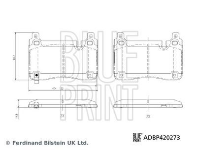 BLUE PRINT Stabdžių trinkelių rinkinys, diskinis stabdys