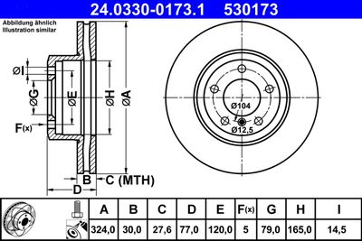 Тормозной диск ATE 24.0330-0173.1 для BMW 6